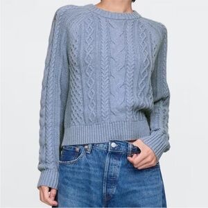 Gap Cable knit sweater XL women blue heather crewneck